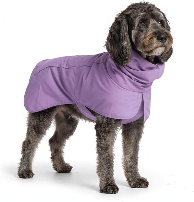 Spark Paws Dog Raincoat, Waterproof Windproof Rain Jacket, for Small Medium Large Extra Large Dogs, Reflective Breathable Full-Body Coverage Dry Suit - Purple - 2XL