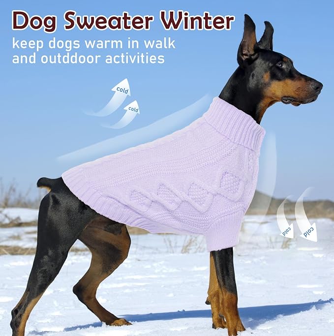 XS Dog Sweater, Cute Turtleneck Dog Sweater with Harness Hole, Cat Christmas Sweaters, Warm Winter Puppy Sweaters for Extra Small Dogs Girl Boy Teacup Chihuahua, Purple XS