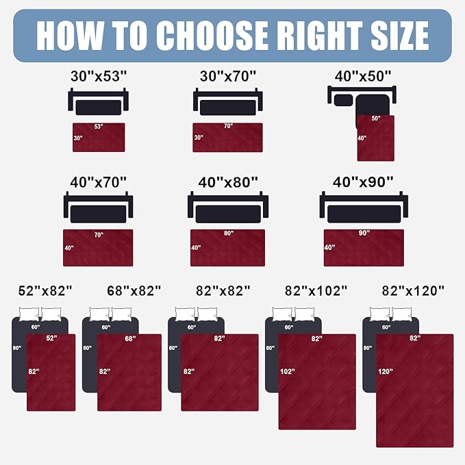 Smiry Waterproof Dog Bed Cover Blanket 52x82, Soft Reversible Pet Blanket, Washable Leakproof Cats Dogs Couch Cover for Sofa, Couch, Furniture, Lattice, Wine Red/Beige