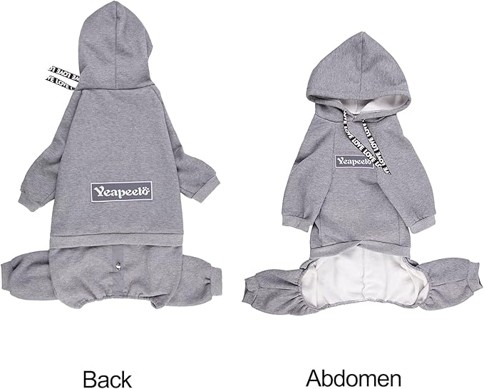 Dog Hoodies Winter Coat for Large Medium Dogs, Pullover 8 Legs Warm Coat Hooded Sweatshirt, Fleece Hoodie for Cold Weather (Grey, 4X-Large)