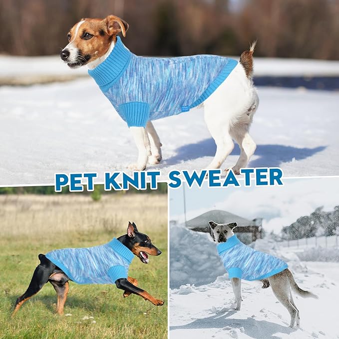 Pet Clothing,Turtleneck Dog Sweater,Sweaters for Dogs Boys and Girls,Pullover Dog Sweaters,Pet Knitted Clothes,Fit for Different Kinds Dogs,for Spring,Autumn and Winter(Blue S)