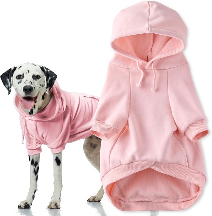 Rocky II - The Extra Comfy Hoodie, Organic Cotton and Recycled Poly Dog Hoodie Pet Coat Sweater for Small, Medium, Large Dogs, Pink, XX-Small