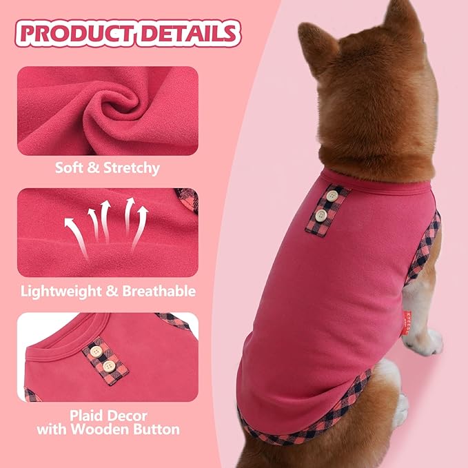 KYEESE 2Pack Dog Shirt Soft Dog T Shirt Fleece Pets Coats Lightweight Pets Sweatshirt Pullover Pet Shirt Vest Dogs Clothes Pet Sweater for Medium Dogs,Grey+Pink,XXL