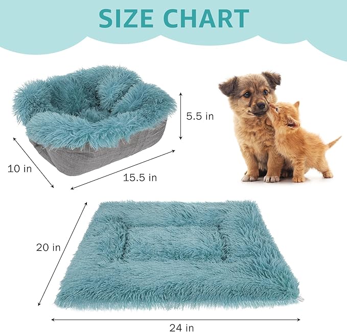 SCENEREAL Self Warming Cat Bed, Heated Cat Bed Mat for Cats Small Dogs, 2 in 1 Soft Plush, Washable Pet Pad for Indoor Outdoor Kitten Puppy, Navy Blue 20x24