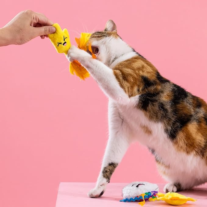 Fringe Studio Plush Cat Toy Set, Purr-FECT Weather, Mini 3 Piece Set, Pet Shop Collection (904032)