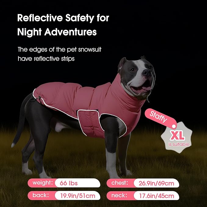 FUAMEY Dog Puffer Jacket for Medium Dogs,Dog Cold Weather Coats Winter Dogs Down Jackets Waterproof Pet Snowsuits Warm Puppy Winter Vest Turtleneck Pets Adjustable Jackets Coats Pink M