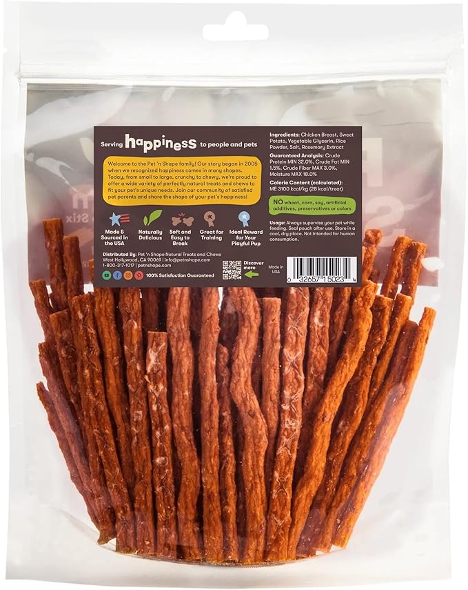 Pet 'n Shape Chik 'n Sweet Potato Stix Dog Treats – Made and Sourced in the USA - 14 Ounce