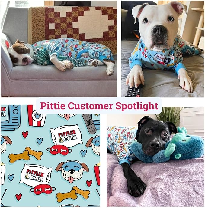 Pittie Clothing Pit Bull Dog Pajamas – Full Coverage Dog Onesie, Soft Pajama Outfit for Medium, Large, XL & XXL Breeds