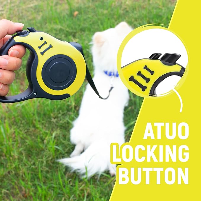 LIEVUIKEN Retractable Dog Leash Automatic Telescopic Tractor Dog Tape, Pet Tape 10/16 FT Durable and Convenient, with Folding Bowl, Dispenser, Rubbish Bags, Suitable for Small and Medium Dogs