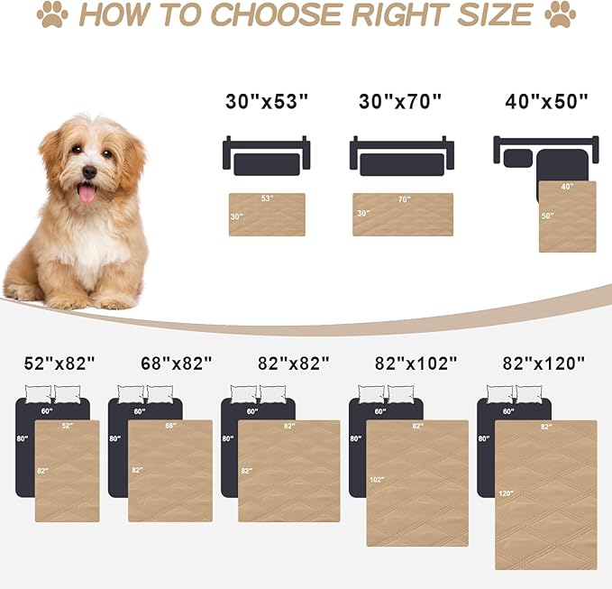 Smiry Waterproof Dog Bed Cover Blanket 68x82, Soft Reversible Pet Blanket, Washable Leakproof Cats Dogs Couch Cover for Sofa, Couch, Furniture, Lattice, Camel/Beige