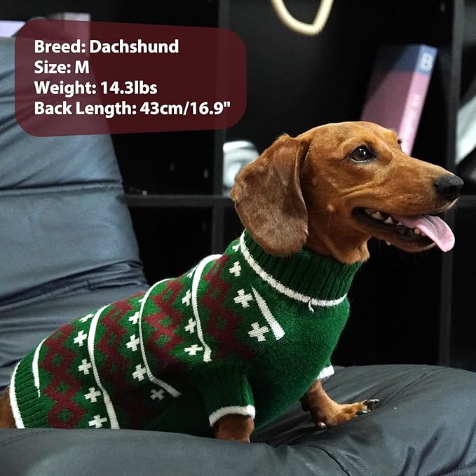 3X-Large Dog Sweater, Stretchy Turtleneck Knitted Sweaters for Large Dogs Male Female, Keep Warm in Cold Winter & Easy to Put on Doberman Sweater, Christmas Pet Clothes Outfit, Green XXXL