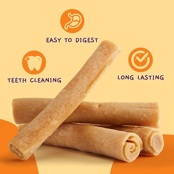 Jungle Calling Dog Treats, Collagen Rolls Dog Chew Treats, 7 Inch Long Lasting Rawhide Alternative Chicken Flavor Collagen Chews for Medium and Large Dogs, 18.3 oz (4 Counts)