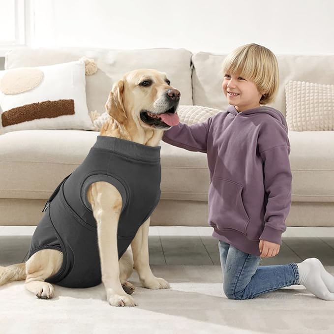 Kuoser Dog Surgery Suit - Female Spay & Male Neuter Recovery Onesie, Anti-Licking Abdominal Wounds Pet Surgical Recovery Bodysuit, Substitute E-Collar & Cone