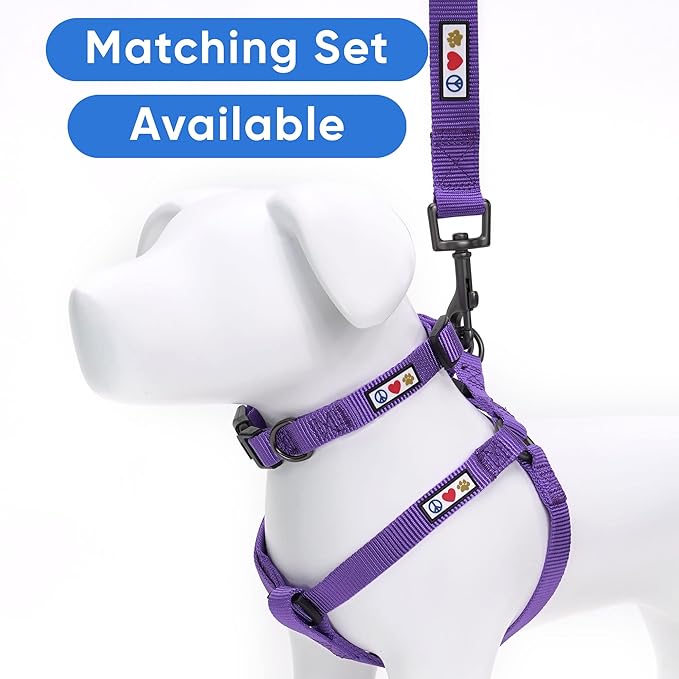 Pawtitas Personalized Dog & Puppy Harness Medium Purple Custom ID Tag Adjustable No Pull Vest