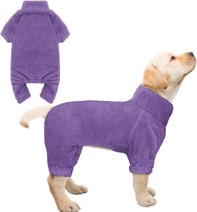 Fuzzy Dog Pajamas Turtleneck Pet Clothes Warm Soft Cozy Lightweight Pet Pjs Dog Sweaters for Small Dogs(Purple-S)