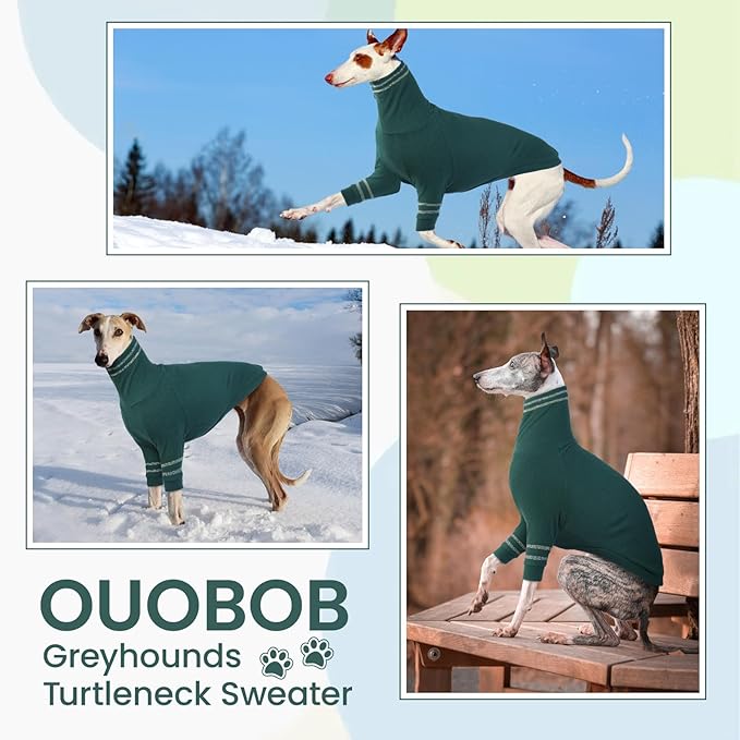 Greyhound Dog Sweater, Italian Greyhound Coat for Small Dogs, Whippet Pullover Turtleneck Stretchy Knit Sweatshirt, Greyhound Thermal Clothes Pajamas Sighthounds Jumpsuit for Cold Weather S