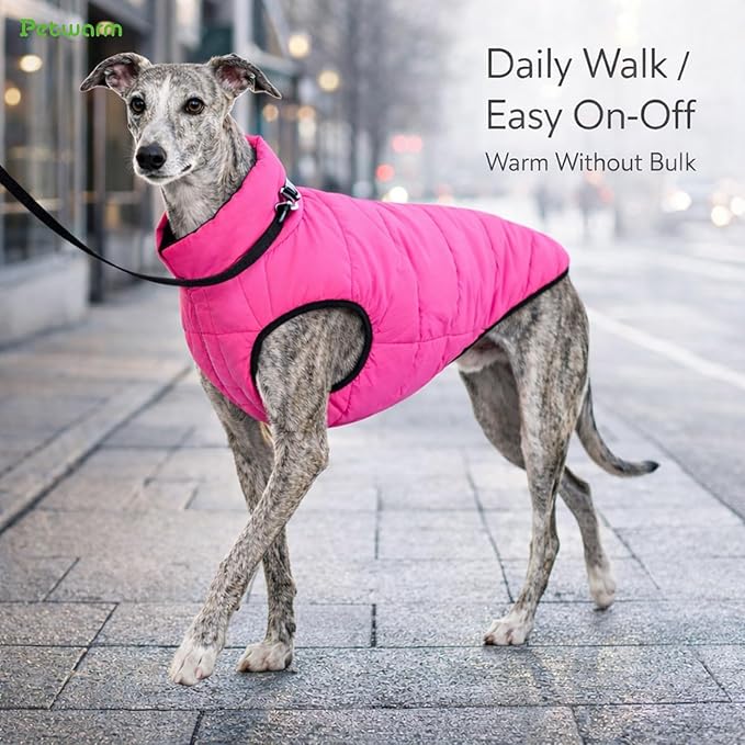 PetWarm Reversible Dog Winter Coat, Windproof Dog Puffer Vest, Soft Vest for Dogs with Hook-and-Loop Strap for Easy Dressing, Waterproof Coat for Dogs with Adjustable Fit, Pink, 2XL
