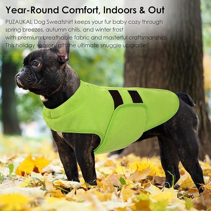 Dog Sweater,Adjustable Dog Sweaters for Small, Medium and Large Dogs Boys Girls, Dachshund Chihuahua Fleece Dogs Sweater(Green,S)