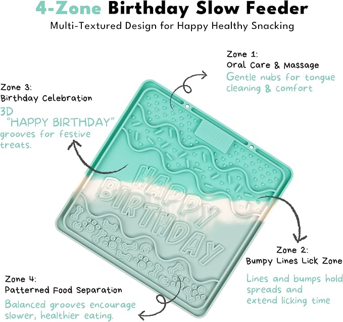 CHEWFFON Dog & Cat Lick Mat, Birthday Silicone Licky Pad, Lavender Dream