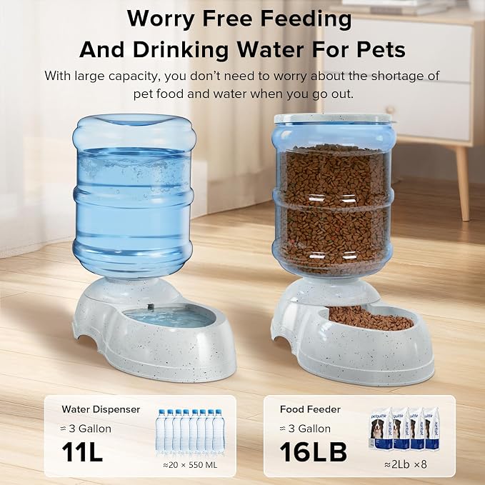 Kenond 3 Gallon Dog Feeder and Water Dispenser, Gravity Food Dispenser