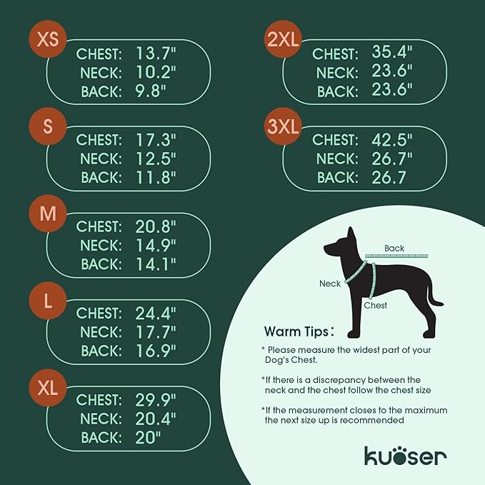 Kuoser Dog Coat Warm Fleece Lining Turtleneck Dog Jacket with Harness Built-in, Adjustable Windproof Cold Weather Coats with Quick Release Buckle Pet Winter Snowsuit for Small Dogs, Red S