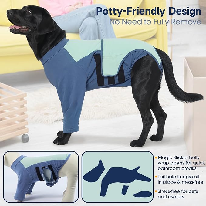 LeLePet Recovery Suit for Dogs After Surgery, Female Spay and Male Neuter Suits, Dog Onesie for Surgery Prevent Licking Breathable Soft Recovery Suit with Long Sleeve Front Legs Dog Cone Alternative