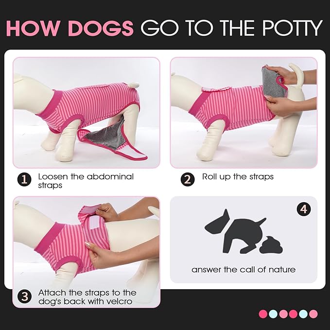FUAMEY Recovery Suit for Dogs After Surgery,Soft Breathable Dog Bodysuit E-Collar & Cone Alternative Surgical Suit,Male Female Dog Neuter Spay Suits Anti Licking Wounds Onesie Rose Stripes M