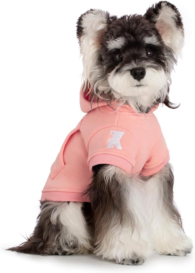 Koneseve Dog Hoodie - Fleece Warm Sweater with Pocket, Soft Clothes for Daily Wear, Basic Hooded Sweatshirts, Winter Coat Clothing, Comfort Tee Shirt Fit for All Breeds Pet - Pink - 2XL