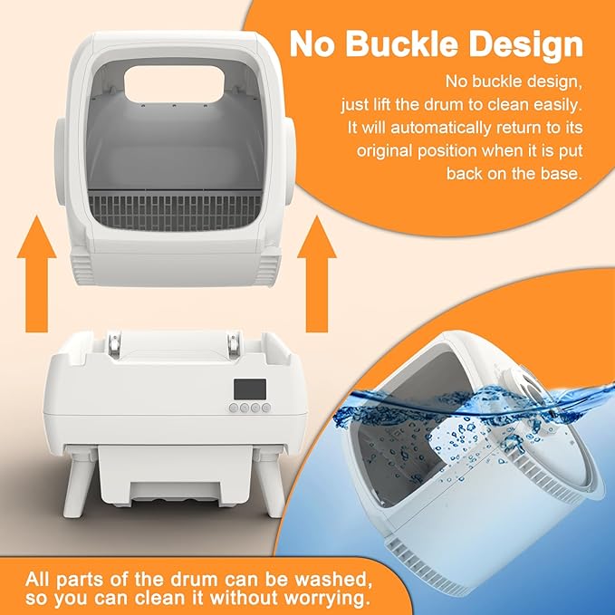 FRCFRC Automatic Cat Litter Box Self Cleaning - App Control, Cat Toilet Records, Suitable for Medium Cats and Kittens, Anti-Pinch Safety, Low Noise Operation【Assembly Required】- White