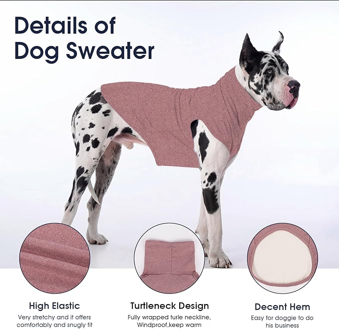 IECOii XXXL Dog Sweater - Snug Dog Turtleneck Sweater, DarkRed,XXX-Large, Warm Christmas Winter Pullover Sweatshirt,Machine Washable Fleece, Extra Stretchy for Extra Large Dogs Like Labrador,Doberman