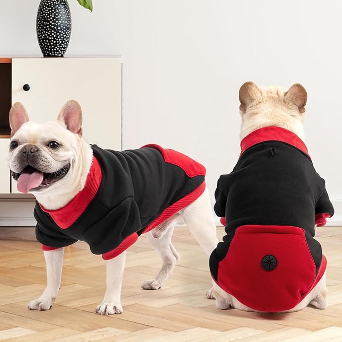 KOOLTAIL Dog Hoodie with Leash Hole，Cozy Fleece Turtleneck Winter Fall Warm Dog Clothes Sweater Sweatshirtfor Small to Medium Soft Winter Hoodie with Pocket for Easy Potty Break Access