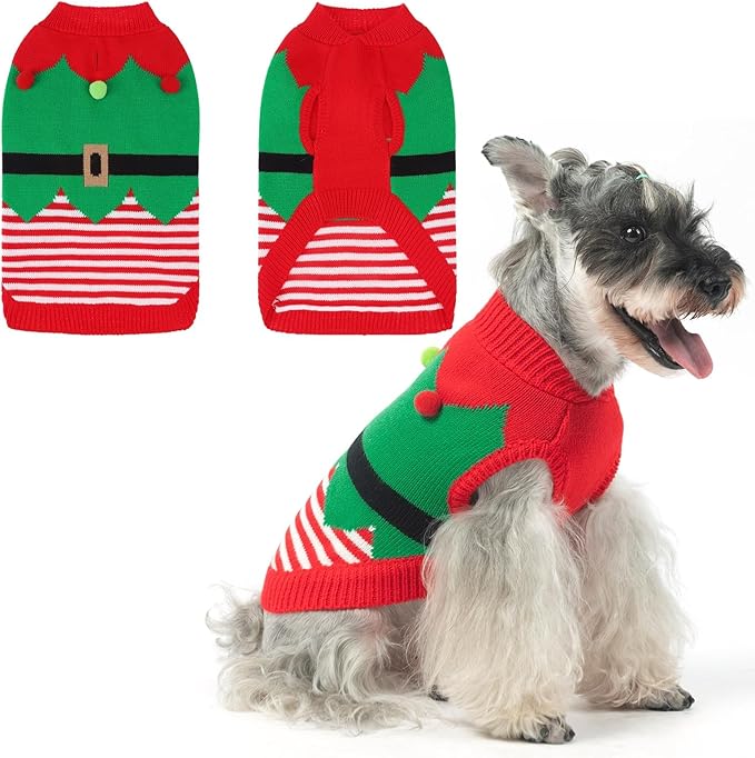KOOLTAIL Dog Christmas Sweater Winter Clothes - Knitwear Soft Santa Claus Shirt for Cold Weather, Fleece Pet Sweatshirt Pullover Jumper Outfit for Small Medium Large Dogs Puppy Cats Girls Boys Red M