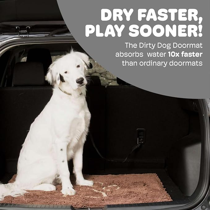 Dog Gone Smart Dirty Dog Doormat - Fast Drying Rug with Super Gripper Backing for Clean Floors - Super Absorbent and Machine Washable Mat for Muddy Paws - Mocha | Super Gripper Backing for Clean Floors - Absorbent Microfiber and Machine Washable Mat fo...