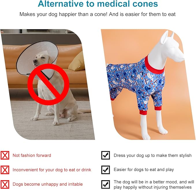 LovinPet Warm Dog Pajamas Large Size Dog, Pajamas for Large Dogs,Lightweight Stretch Jersey Knit,Blue Nautilus Print, Uv Protection Shirt, Pitbull Shirt, Onesies for Dogs, Pitbull Clothes,2XL