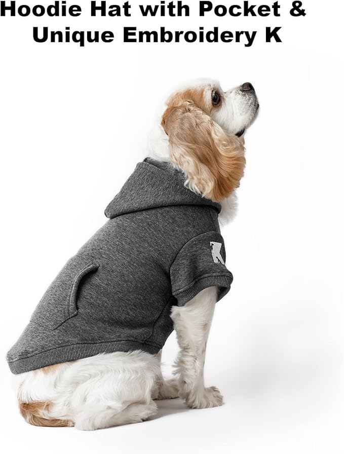 Koneseve Dog Hoodie Fleece Puppy Clothes Warm Sweater with Hat for Small Medium Dogs Cat Hooded Shirt Kitten Pet Basic Sweatshirt with Pocket Doggie Soft Winter Coat Apparel (Grey; 3XL)