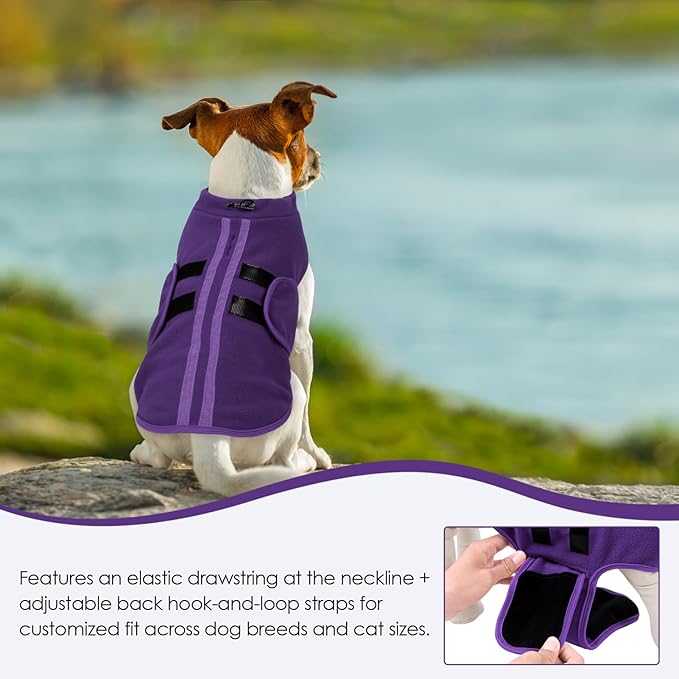 Dog Sweater,Adjustable Dog Sweaters for Small, Medium and Large Dogs Boys Girls, Dachshund Chihuahua Fleece Dogs Sweater(Purple,XS)