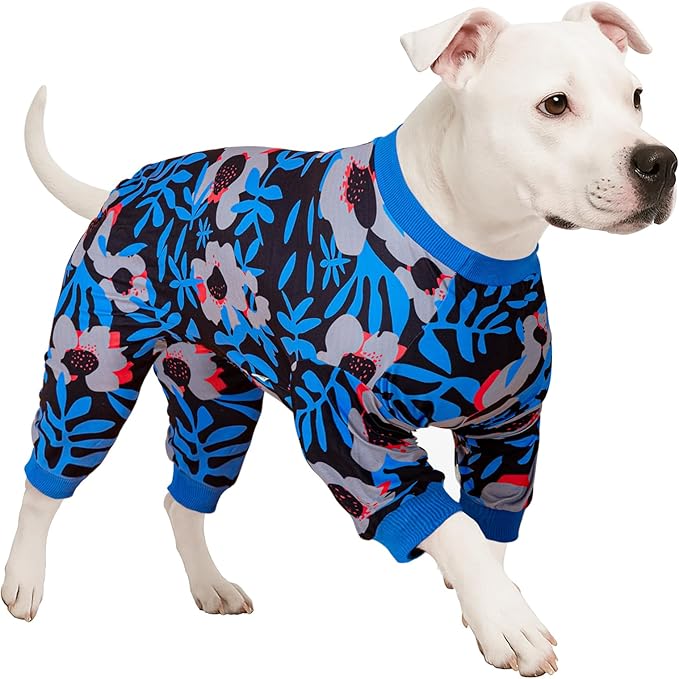 LovinPet Large Dog PJs, Long Sleeve Shirt for Dogs, Anti Licking Wound Care Pajamas, Stretchy Skin, Friendly Fabric, Nighttime Print, Large Dog Pajamas, Jammies,Medium