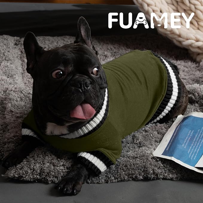 FUAMEY Dog Winter Sweaters - Warm & Thick Puppy Pullover for Small to Medium Dogs - Soft Green Doggie Boy & Girl Outfit
