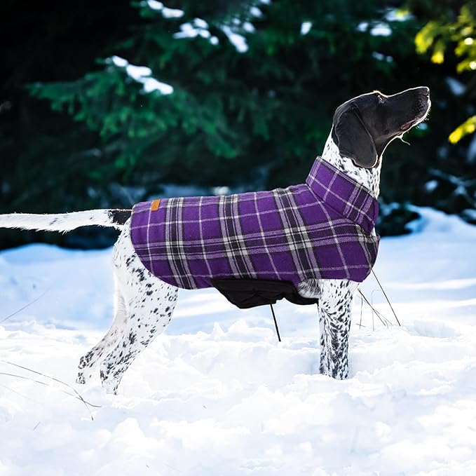 Kuoser Waterproof Dog Coat, Reversible Dog Jacket for Medium Dogs, Adjustable Durable Doggie Winter Coat Warm Puppy Cold Weather Apparel from Small to Large Breed, Purple M