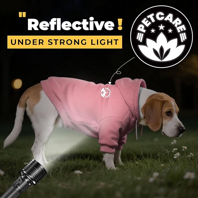 PETCARE Dog Hoodie Sweaters for Small Medium Dogs Cats Cute Soft Warm Fleece Puppy Sweaters Dog Clothes Hoodies Sweatshirt Reflective Fall Winter Chihuahua Yorkie French Bulldog Outfits, Pink