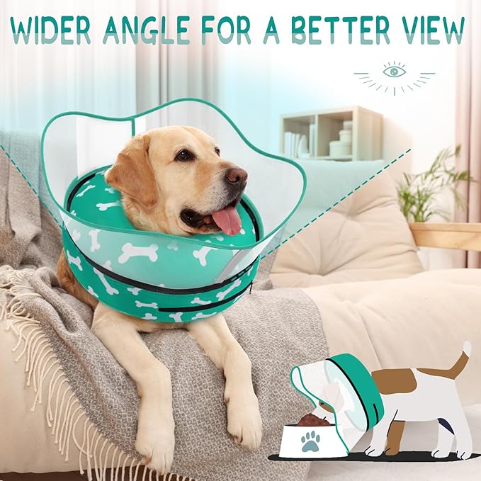 Supet Raised Inflatable Dog Cone Collar to Stop Licking, Soft Dog Cone Alternative After Surgery, Pet Neck Donut Collar for Small Medium Large Dogs