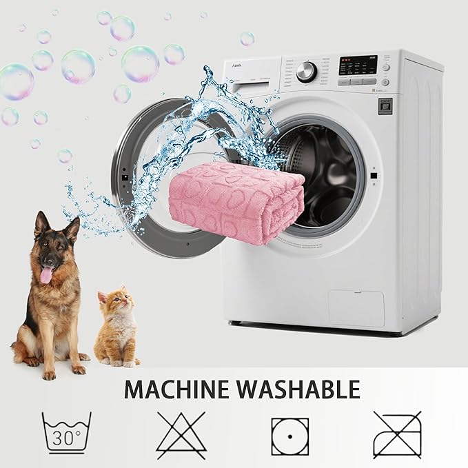 gogobunny Calming Plush Dog Cat Blanket 300GSM Coral Fleece, Ultra-Soft Machine Washable Pet Bedding for Small Medium Dogs Cats Puppies Kittens (Pink, 40x50)