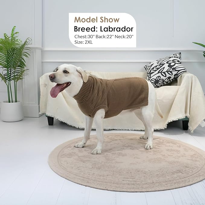 Dog Sweaters for Medium Dogs Male Female Pet Knitwear Classic Puppy Warm Pullover Turtleneck Cold Weather Clothes for Schnauzer(Brown, M)