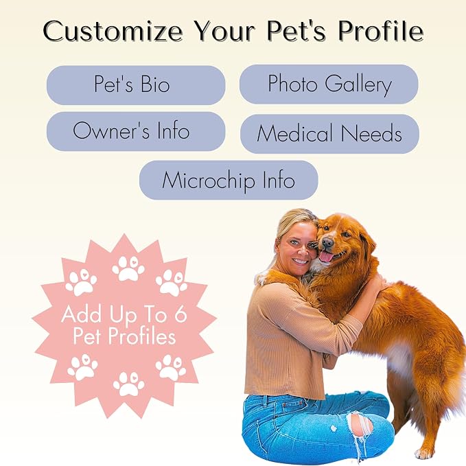 PawFurEver QR Code Dog Tag - Custom Dog Tags/Pet ID Tags for Dogs, Engraved Dog Tag & Pet Tag, Stainless Steel Dog Tags Personalized for Pets (Deer, Gold)