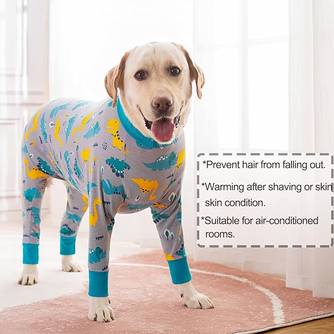 Dog Recovery Suit After Surgery Female Male, Medium Large Dog Neuter Shirt Cone Alternatives Prevent Licking Surgical Onesies (Dinosaur, 3XL)