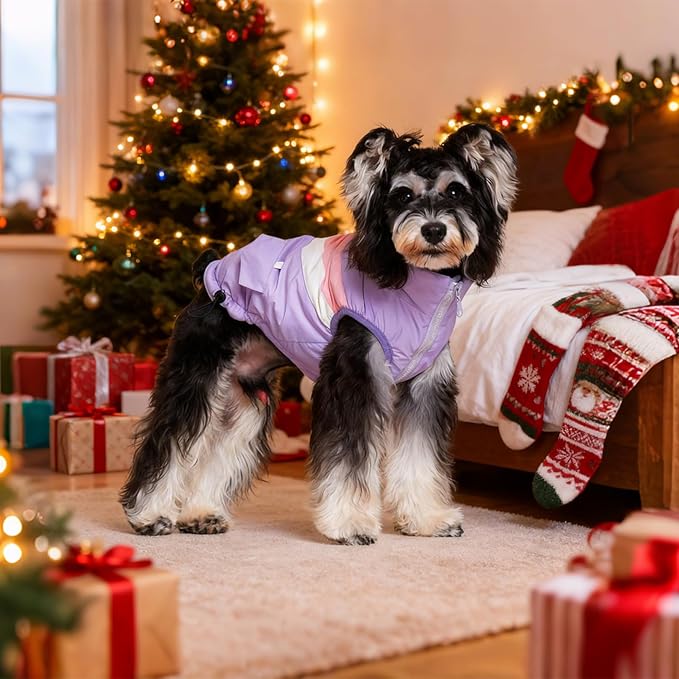 Dog Winter Jacket for Small Dogs Waterproof with Harness Hole,Windproof Puppy Fleece Vest Warm for 12 to 17lbs