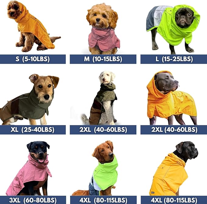Spark Paws Dog Raincoat, Waterproof Windproof Rain Jacket, for Small Medium Large Extra Large Dogs, Reflective Breathable Full-Body Coverage Dry Suit - Sea Pink, S
