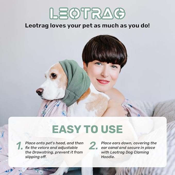 Dog Calming Hoodie, No Shake Ear Wraps for Dogs, Adjustable Dog Ear Muffs for Noise Protection, Ear Wrap Head Cover for Head Warp Anxiety Relief, Hematoma, Grooming and Force Drying