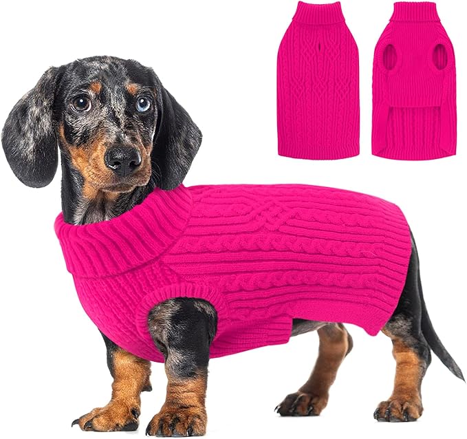 AOFITEE Small Dog Sweater, Dog Sweaters for Small Dogs Boy, Warm Christmas Sweater for Dogs, Pet Knitwear with Harness Hole for Fall Winter, Stretchy Pullover for Yorki, Chihuahua, Maltipoo, S