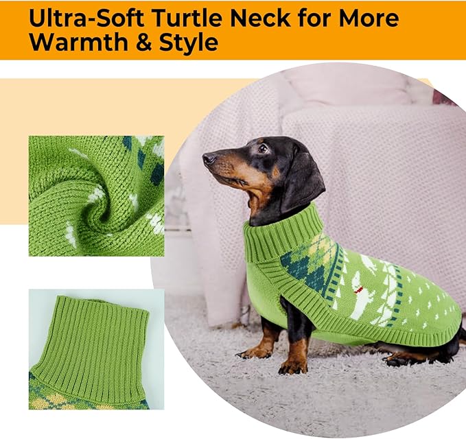 Lelepet Dachshund Sweater, Turtleneck Dog Sweaters for Small Dogs, Warm Pullover Knitted Pet Coat, Cold Weather Dachshund Clothes, Fall/Winter Cozy Outfit (XS-XL)